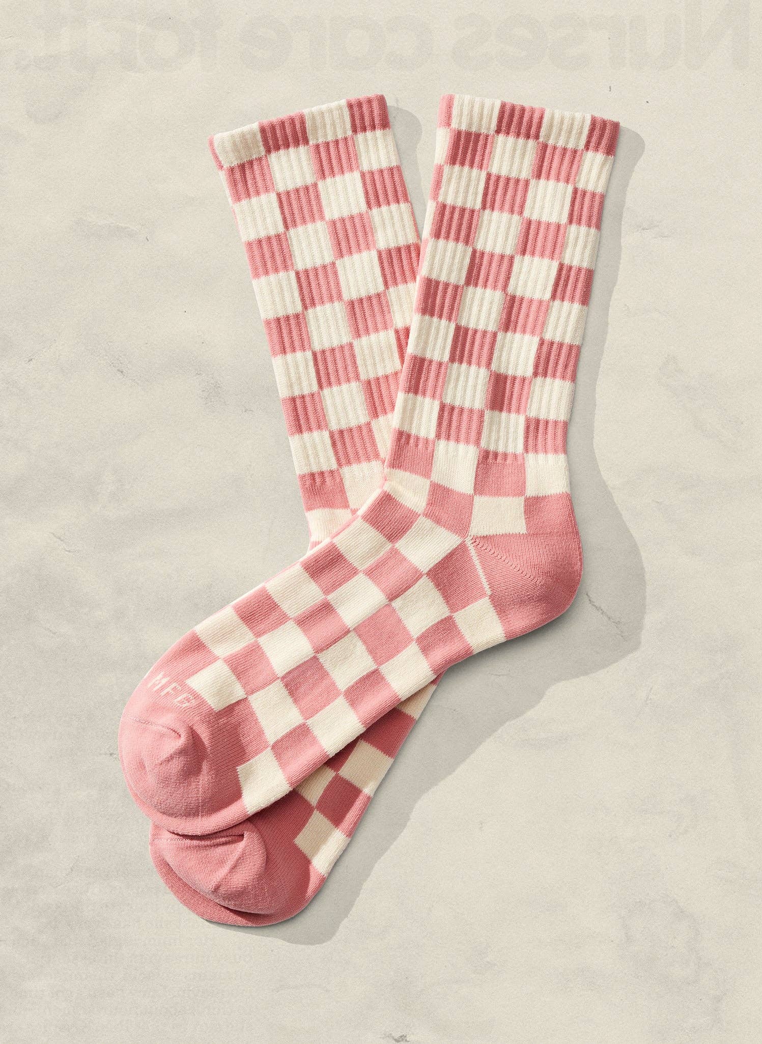 Checkerboard Crew Socks: Slate & Cream