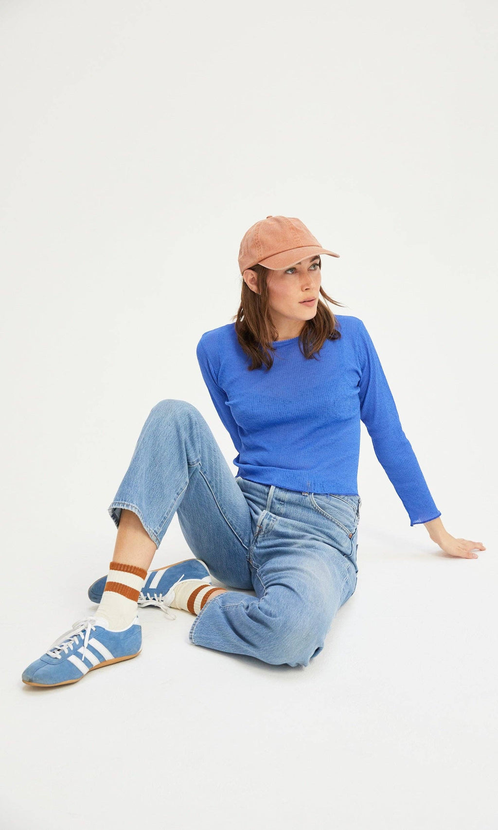 Womens Striped Quarter Socks: Slate Blue / Womens