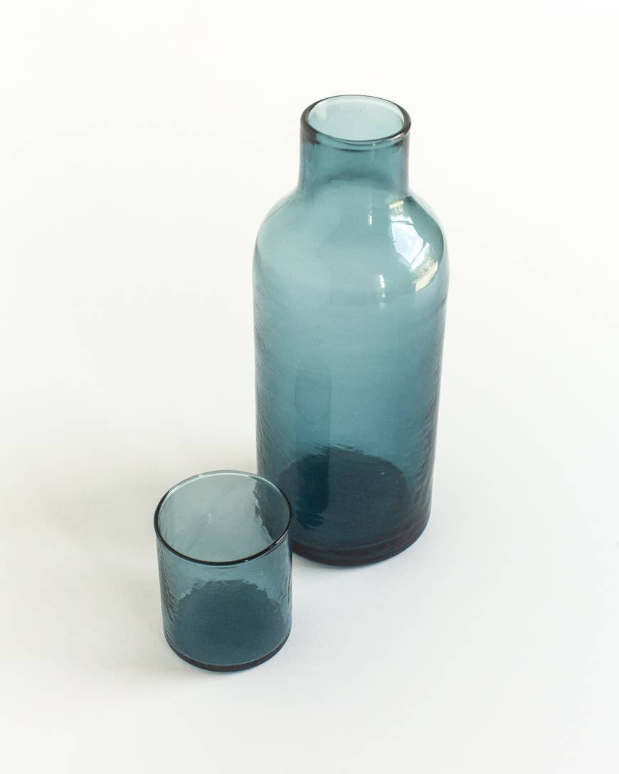 Handblown Hammered Glass Carafe: Clear