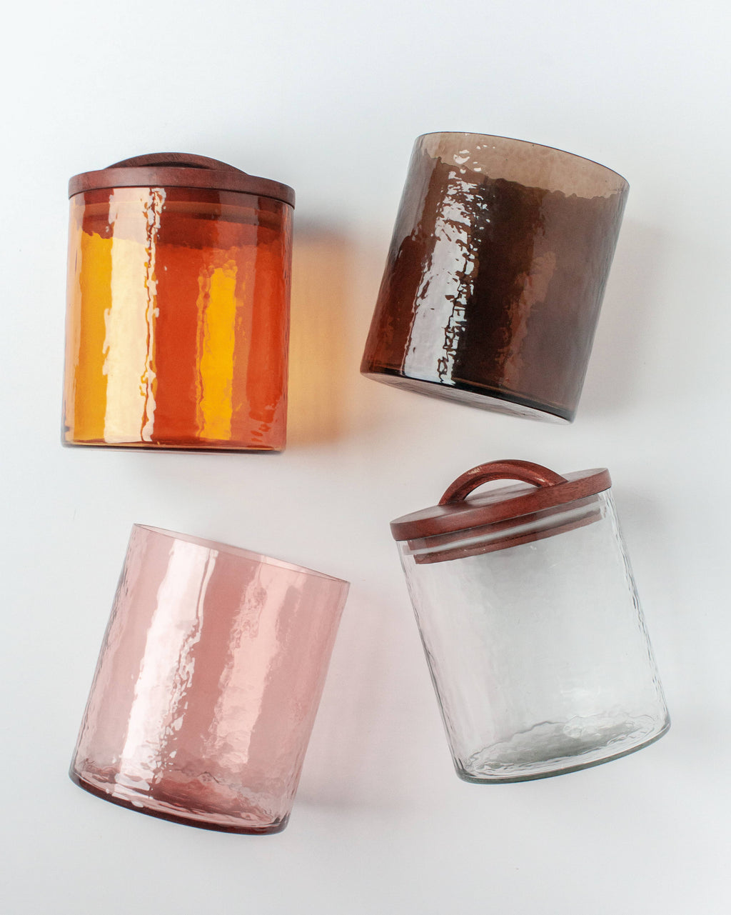 Handblown Hammered Glass Canisters: Blush / Medium