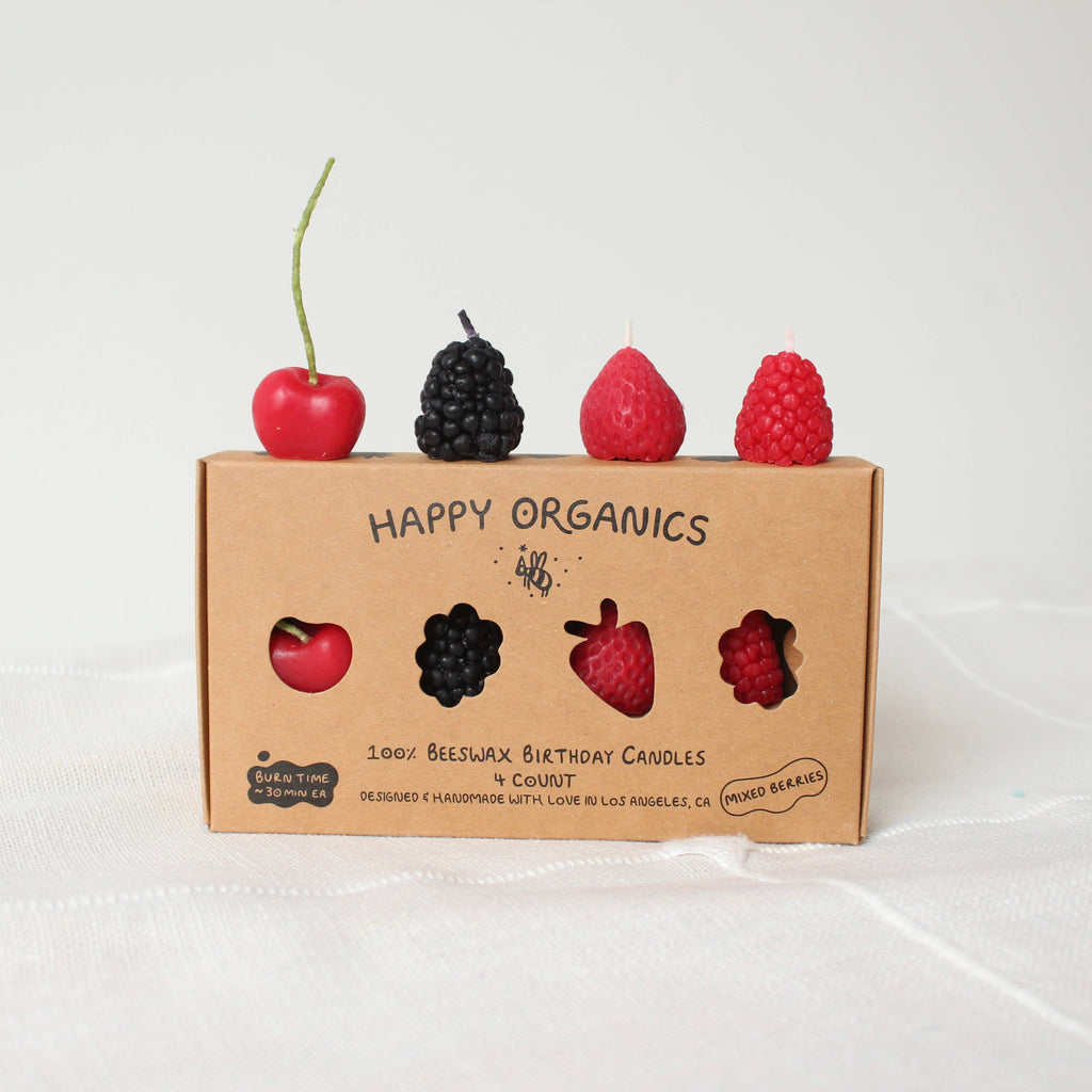 Mixed Berry Beeswax Birthday Candles - 4 count