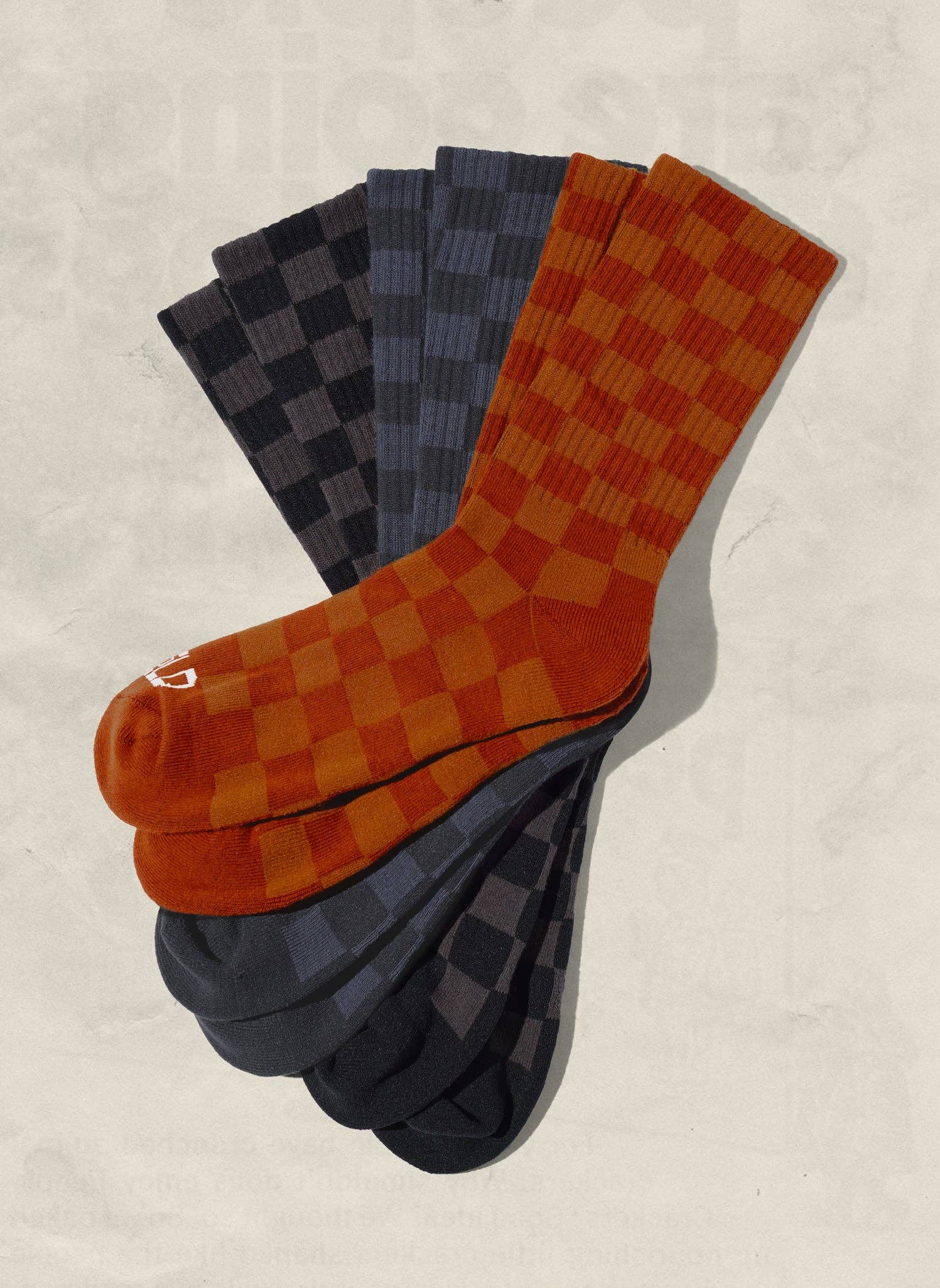 Tonal Checkerboard Crew Socks: Cactus