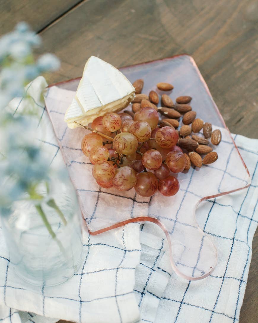 Handblown Hammered Glass Serving Board: Amber
