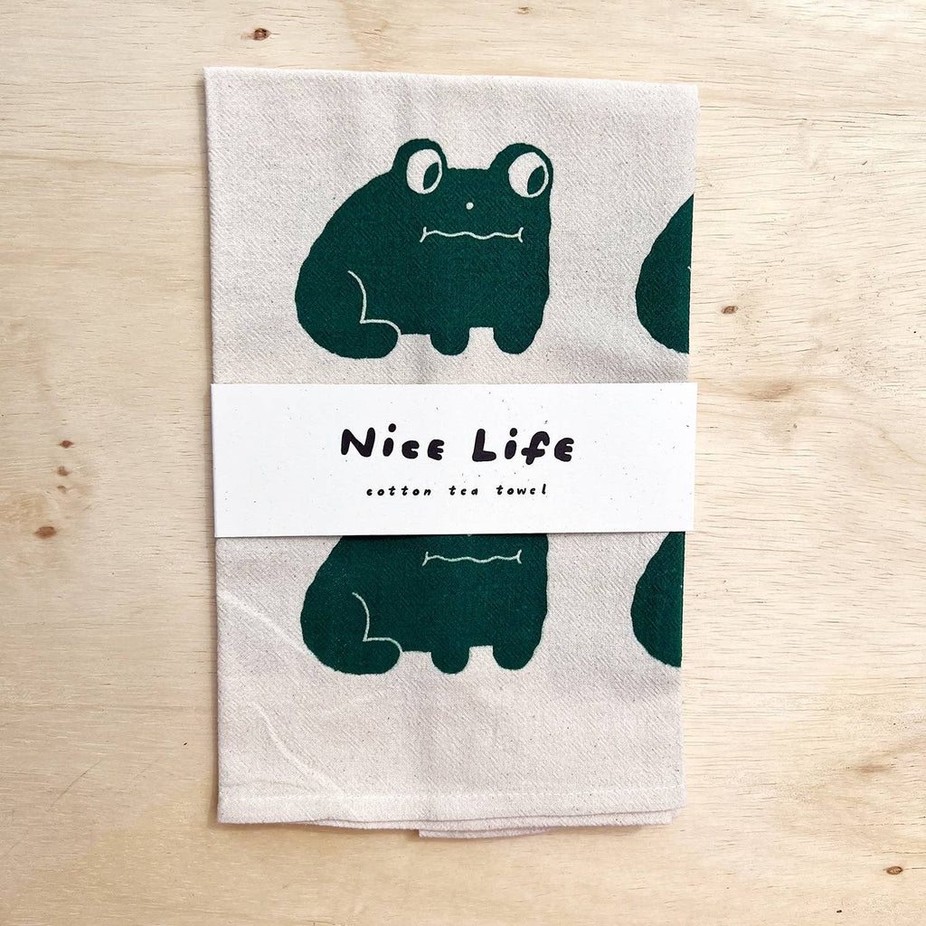 Frog tea towel
