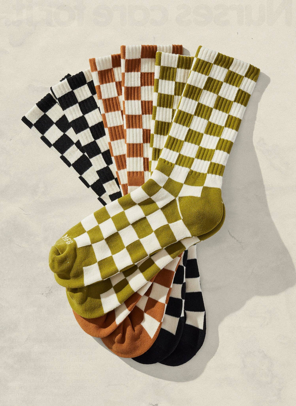 Checkerboard Crew Socks: Slate & Cream