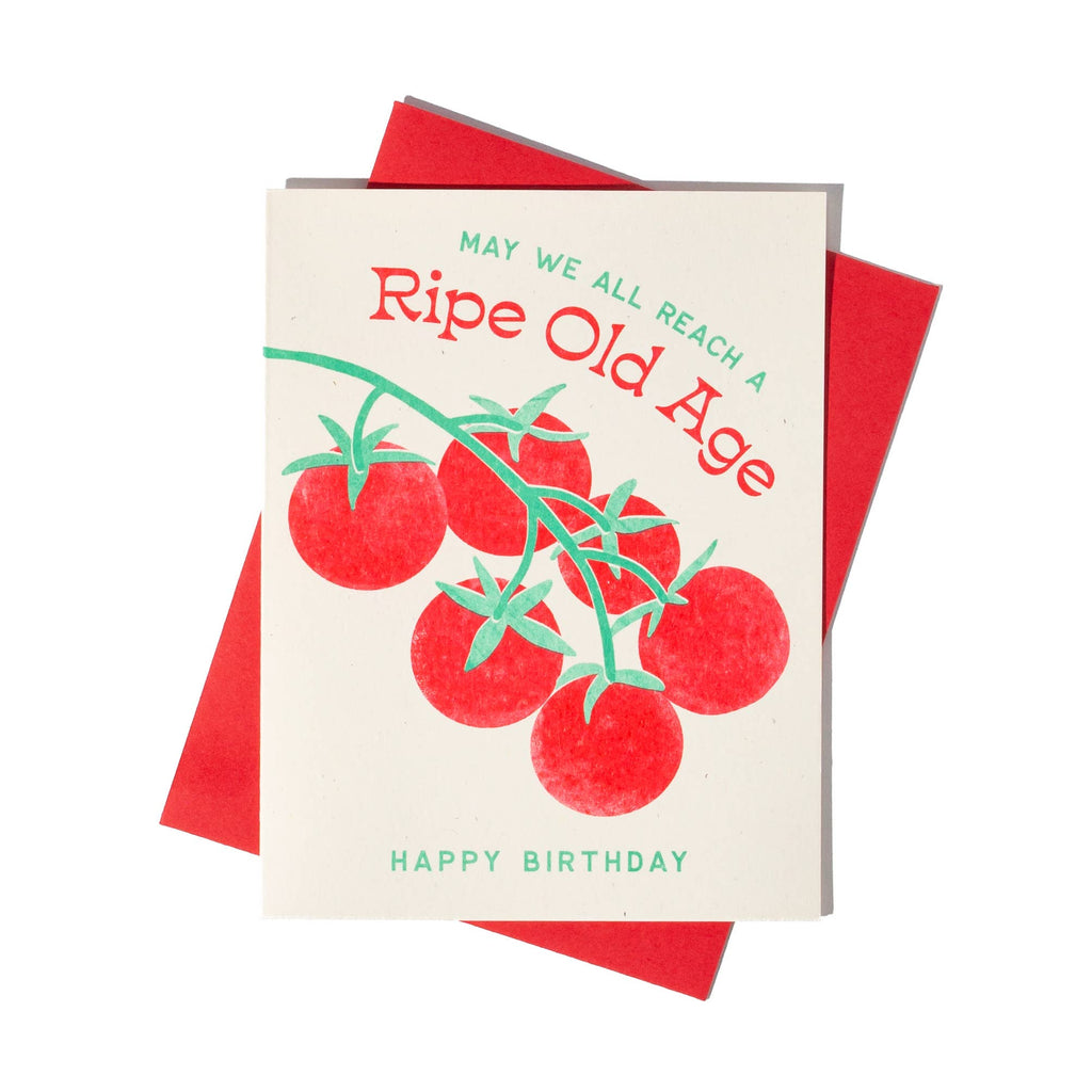 Ripe Old Age Tomato - Risograph Birthday Card