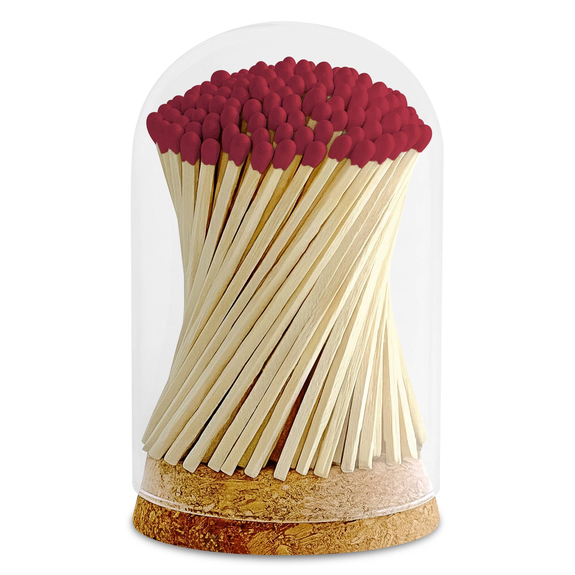 4" Matches in Premium Glass Cloche - Color of Your Choice: Cherry Red