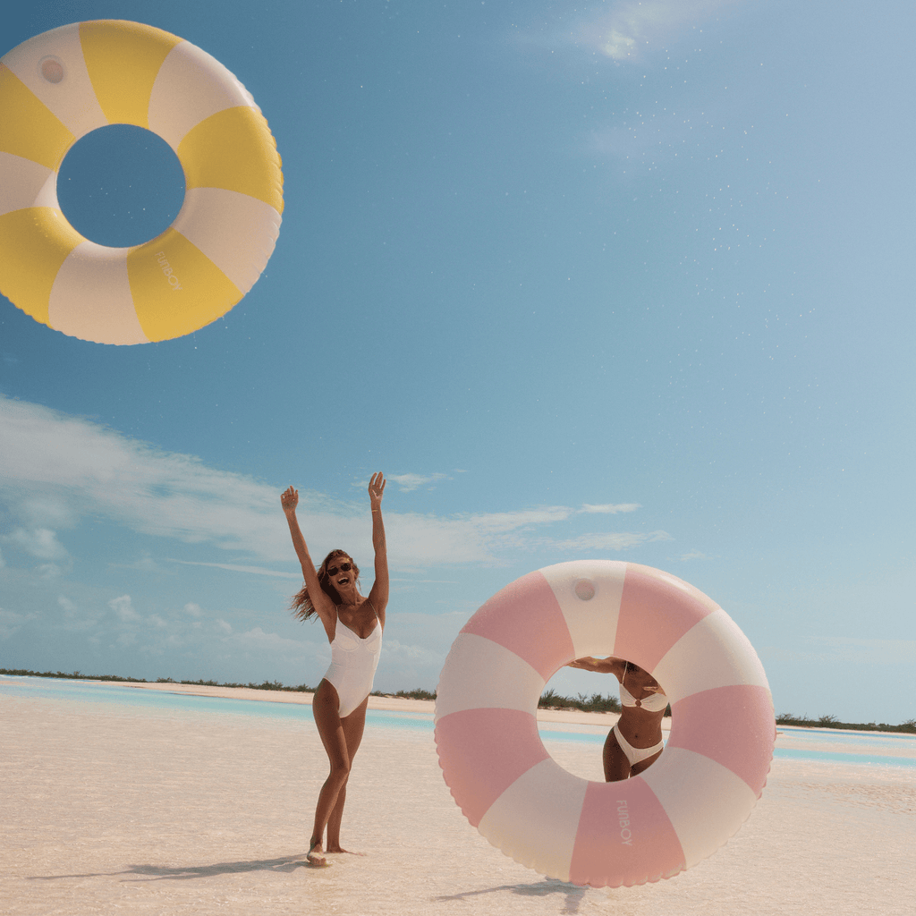 Yellow Vintage Stripe Tube Float