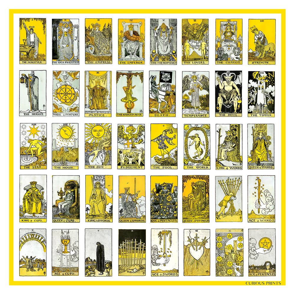 100% Silk Scarf Tarot Card Bandana Tapestry: 17"x17"