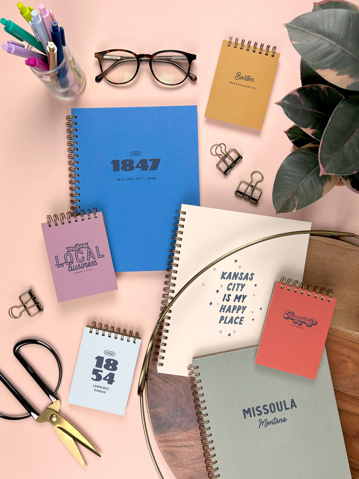 Custom Support Local Business Mini Jotter Notebook: Sunset Pink Cover