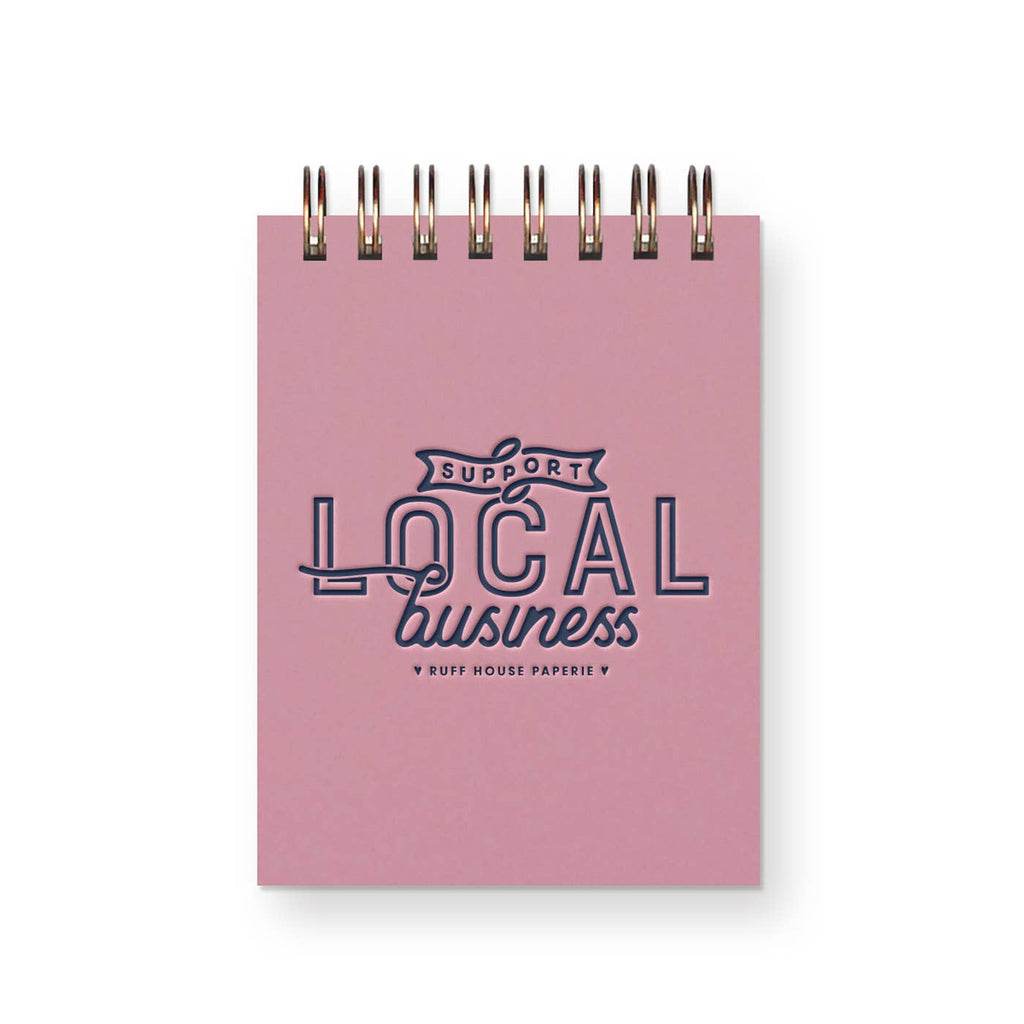 Custom Support Local Business Mini Jotter Notebook: Sunset Pink Cover