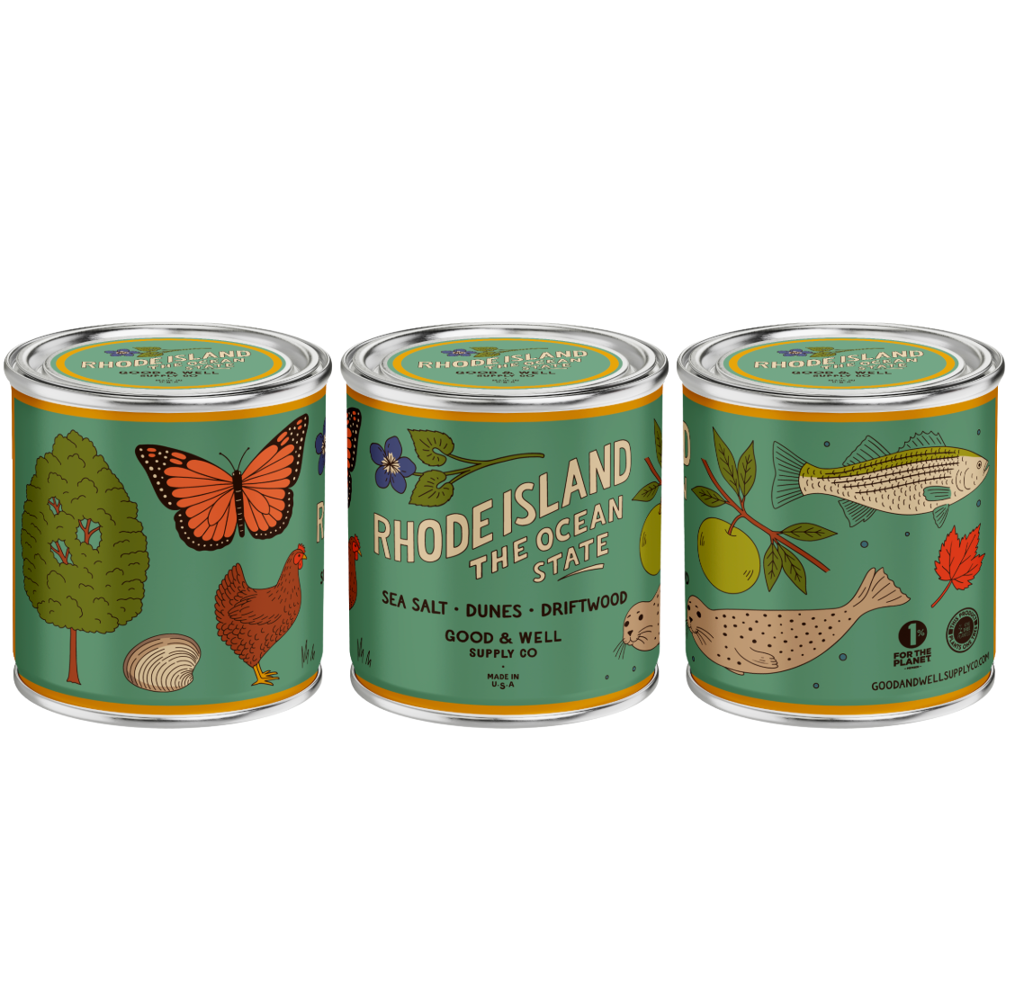 Rhode Island State Soy Candle : 1/2 Pint / Cotton Wick