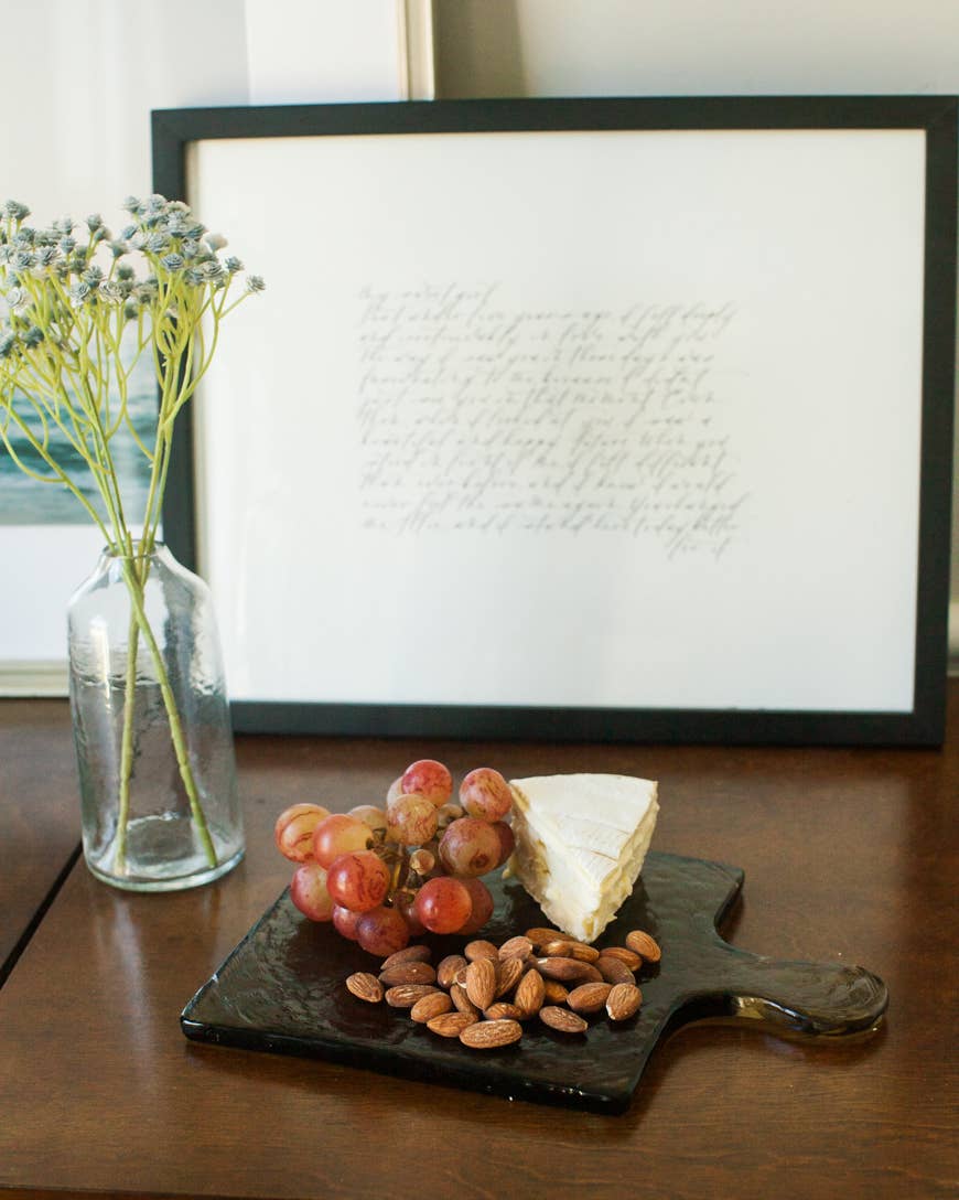 Handblown Hammered Glass Serving Board: Blue