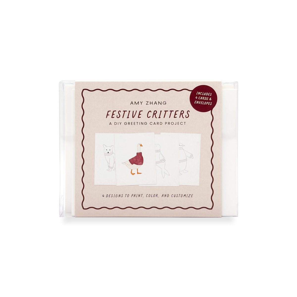 Festive Critters — DIY Coloring/Watercolor Greeting Cards