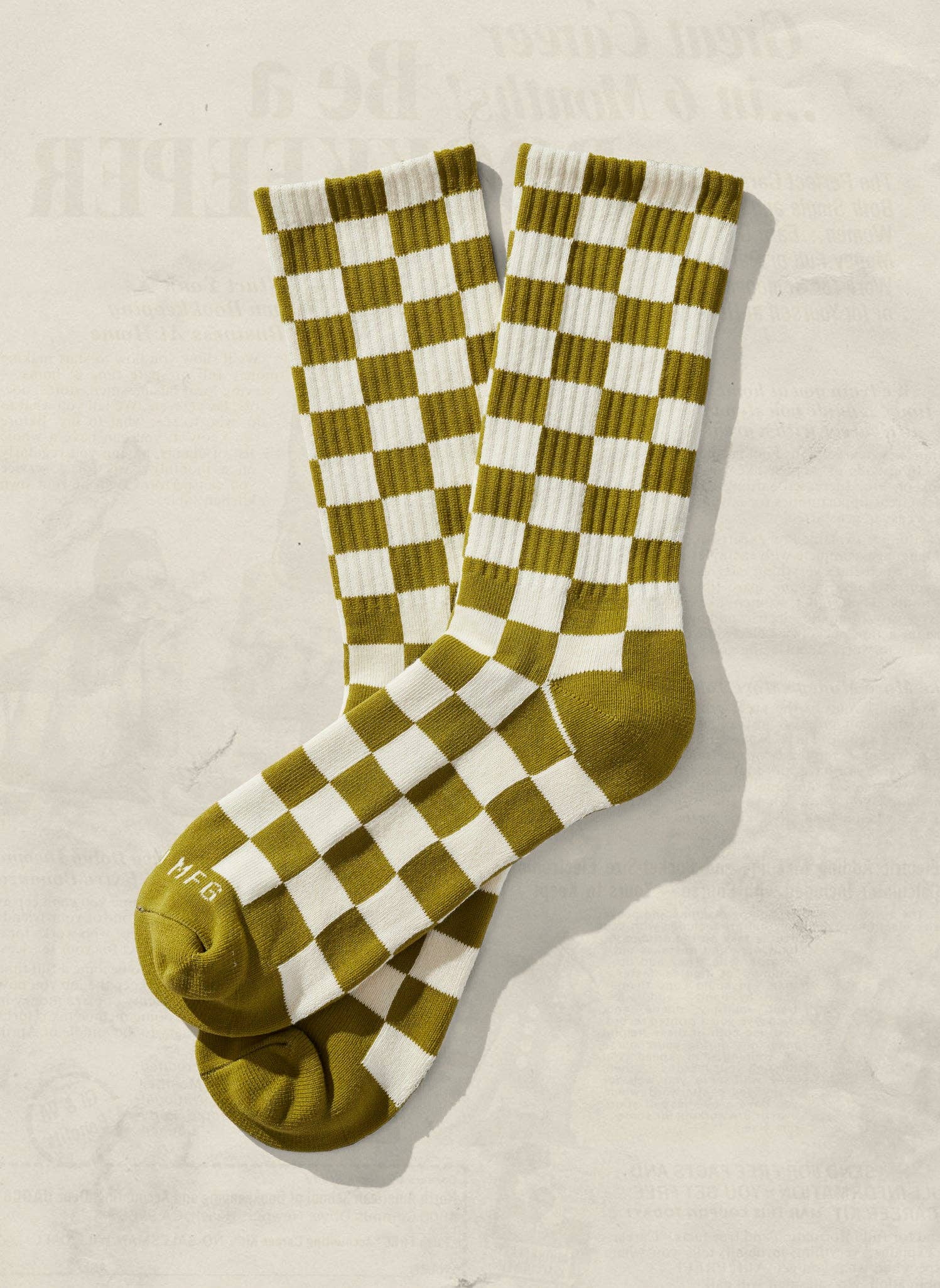 Checkerboard Crew Socks: Slate & Cream