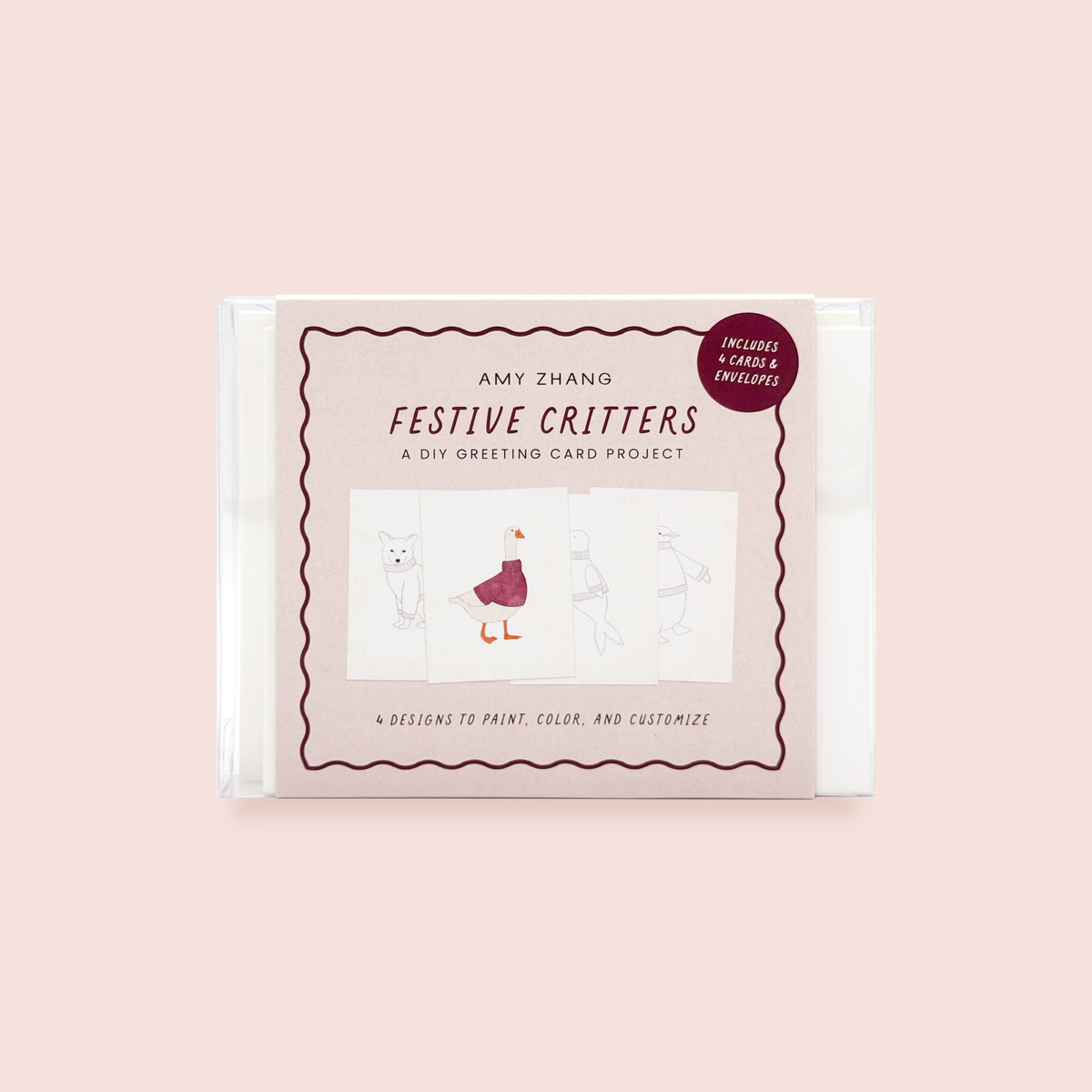 Festive Critters — DIY Coloring/Watercolor Greeting Cards