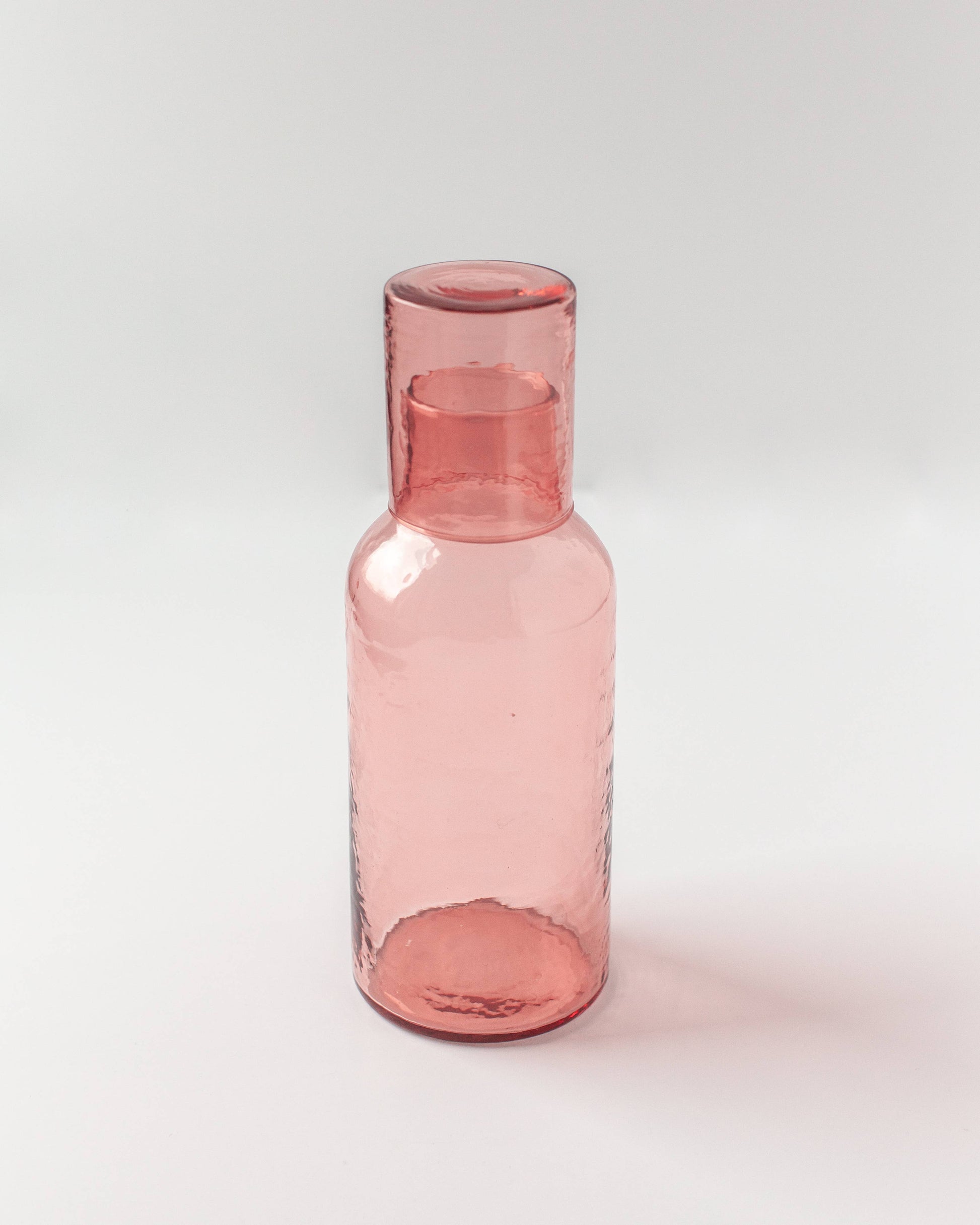 Handblown Hammered Glass Carafe: Blush