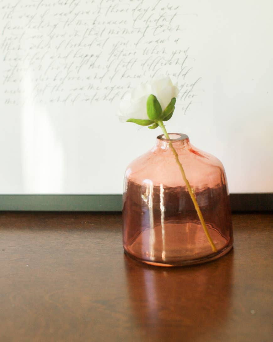 Bella Handblown Hammered Glass Bud Vase: Blush