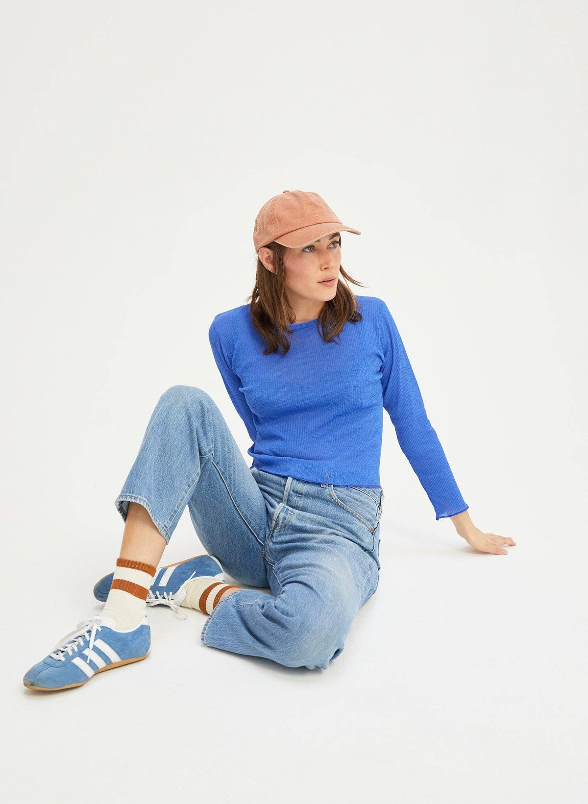 Womens Striped Quarter Socks: Rust / Womens