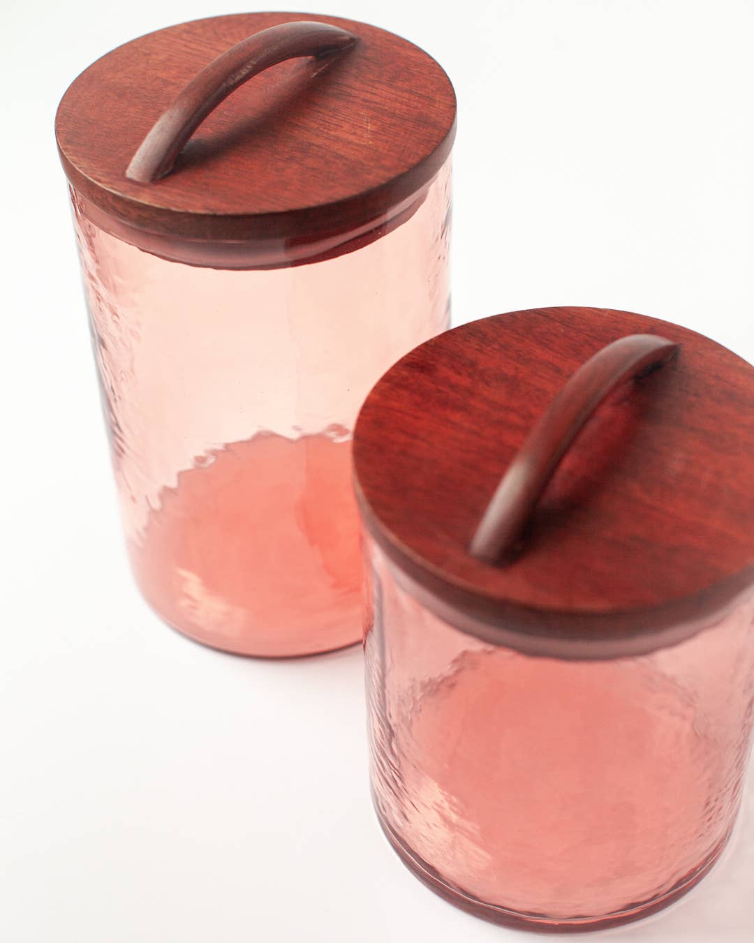 Handblown Hammered Glass Canisters: Blush / Medium