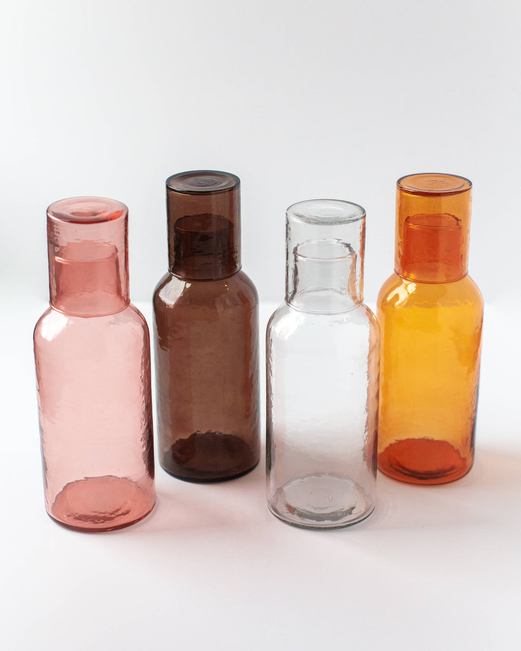 Handblown Hammered Glass Carafe: Clear