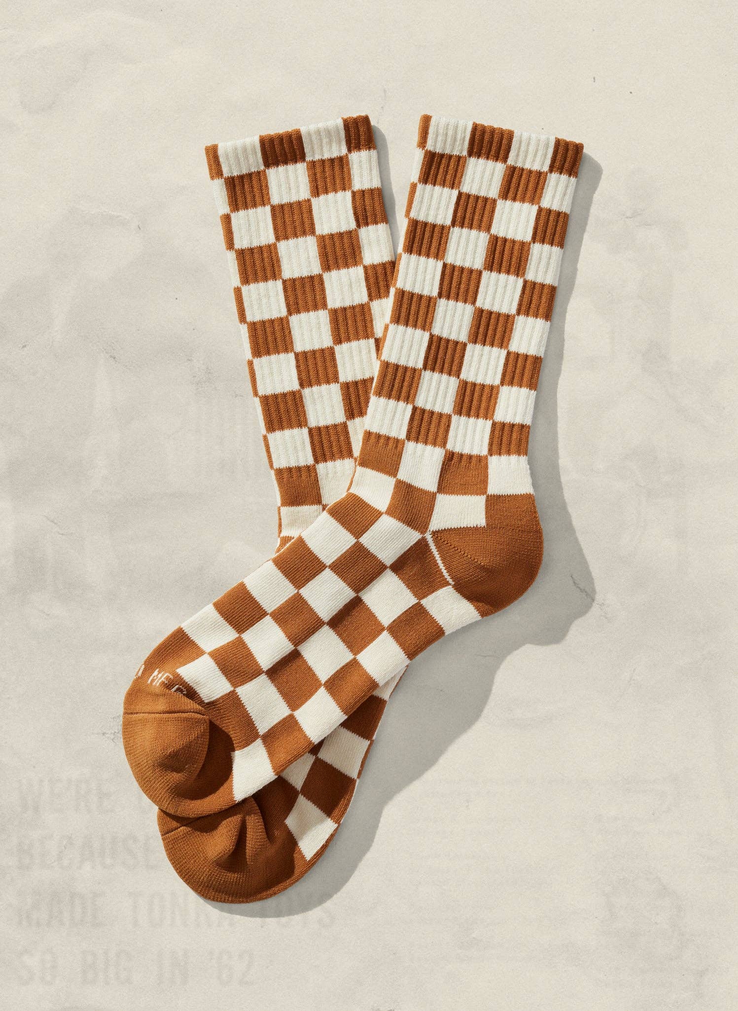 Checkerboard Crew Socks: Slate & Cream