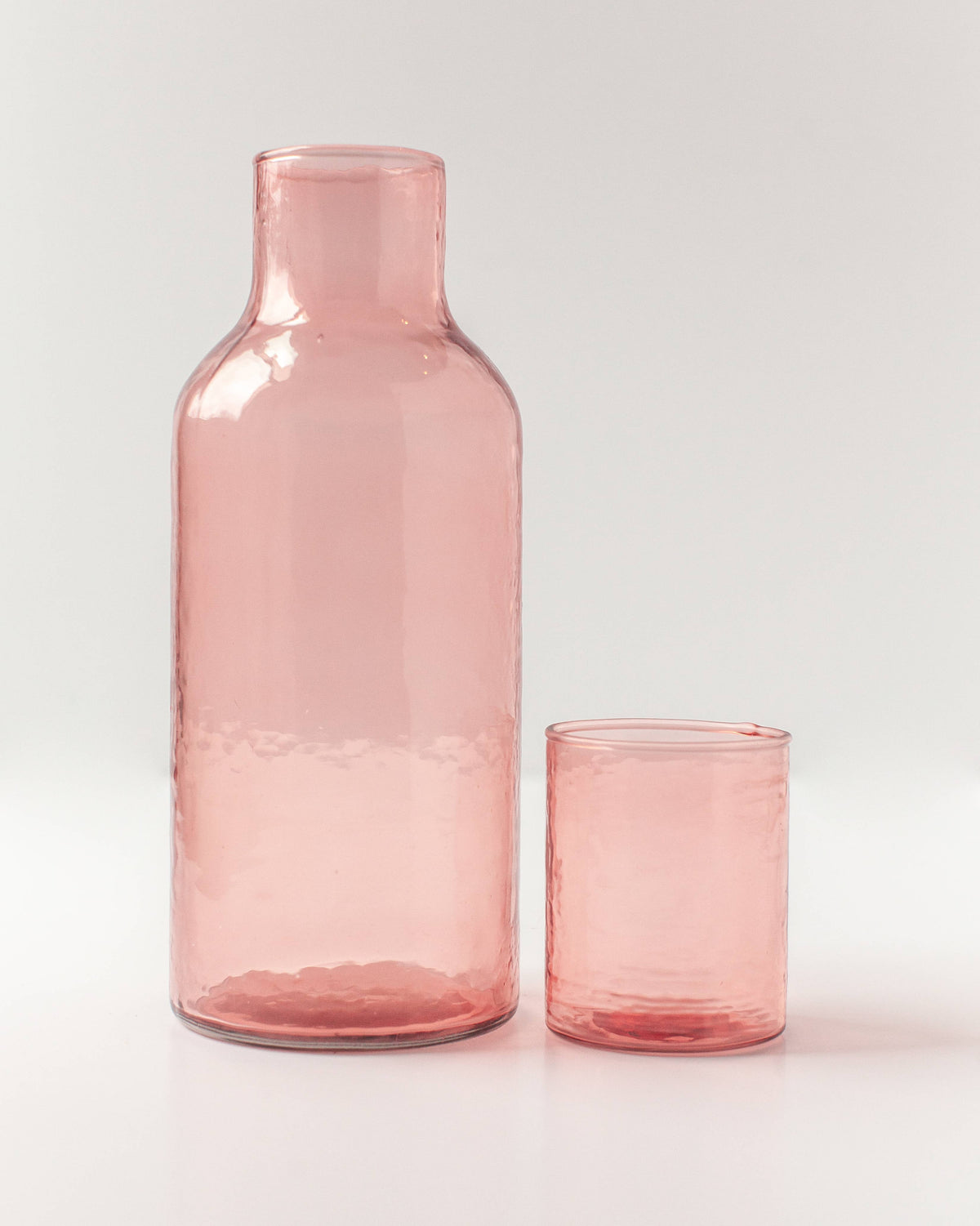 Handblown Hammered Glass Carafe: Clear
