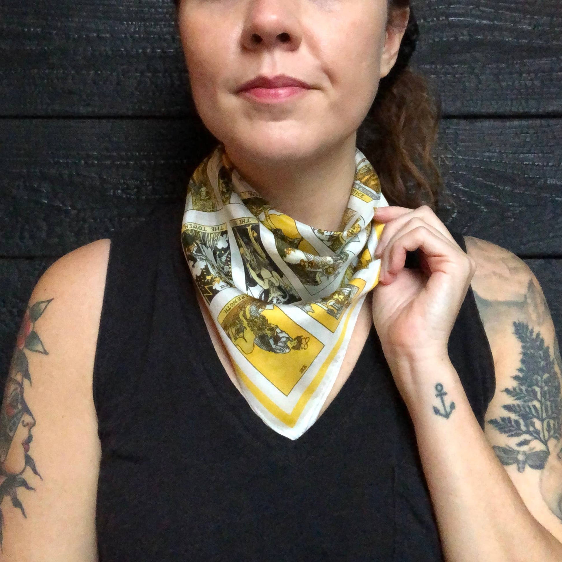 100% Silk Scarf Tarot Card Bandana Tapestry: 17"x17"