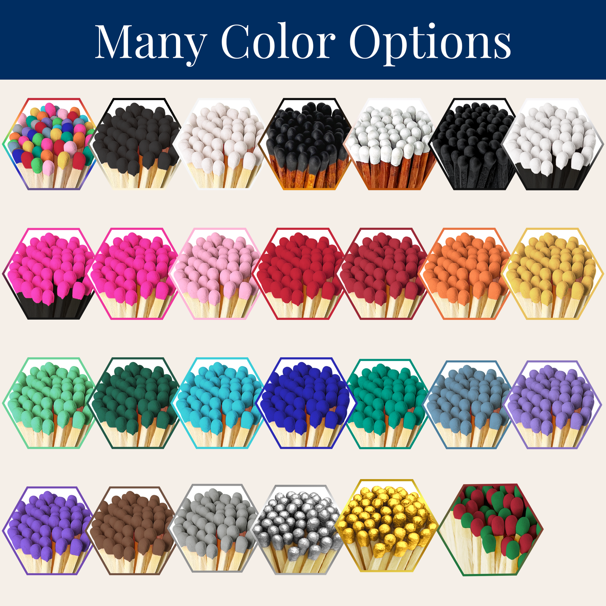 4" Matches in Premium Glass Cloche - Color of Your Choice: Black Tip