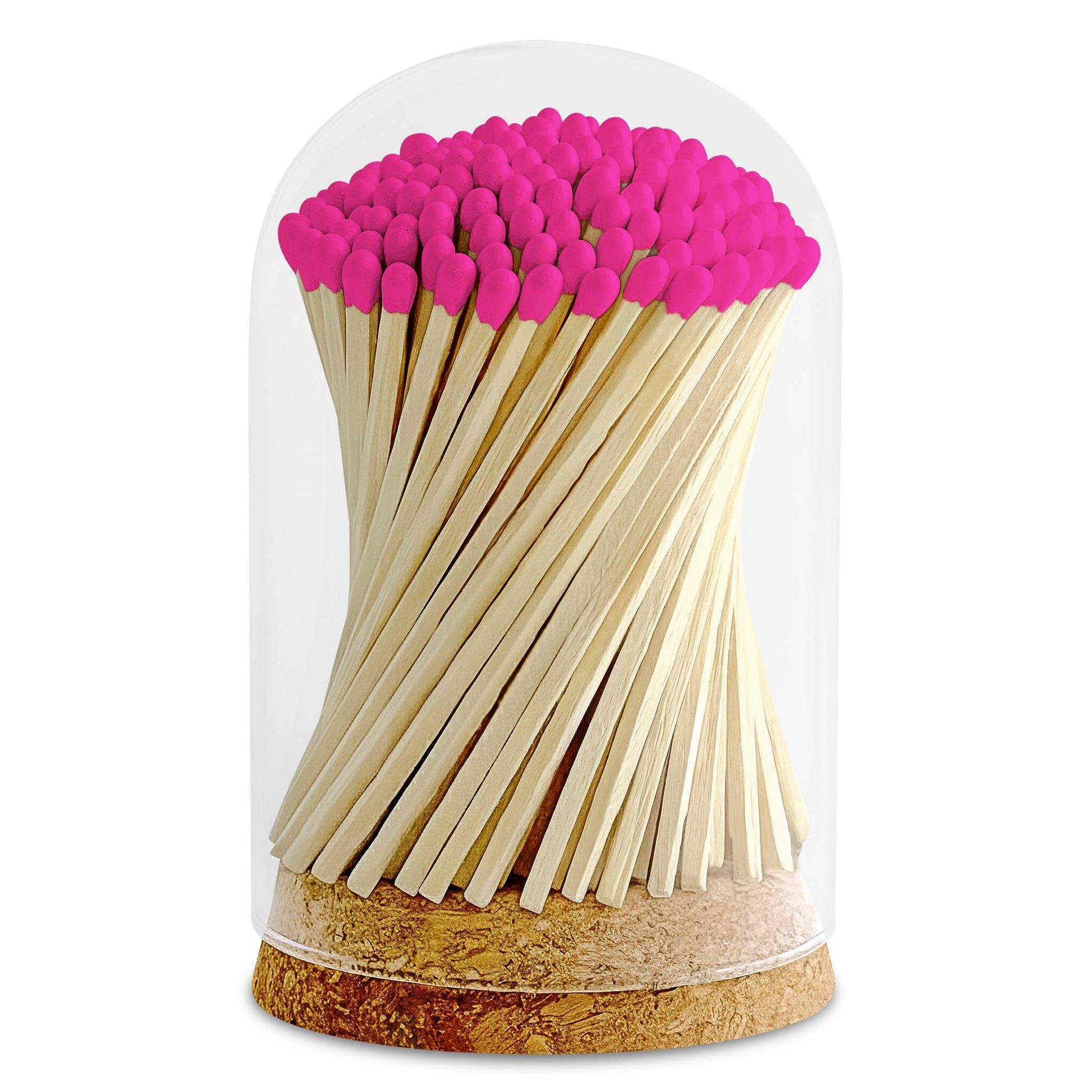 4" Matches in Premium Glass Cloche - Color of Your Choice: Black Tip