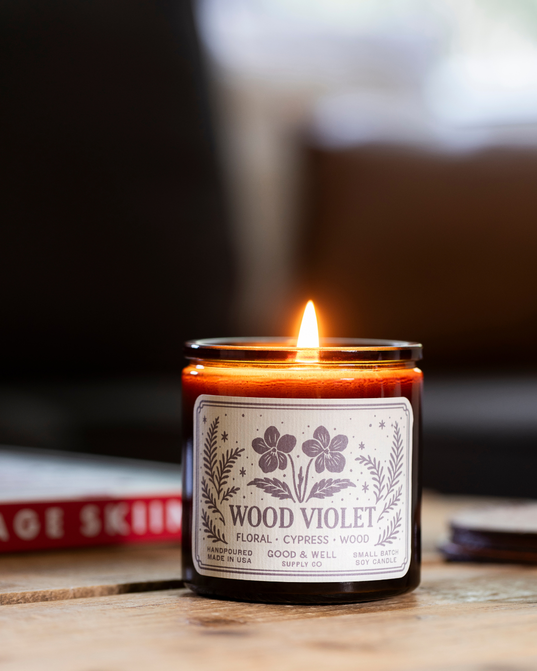 Wood Violet 9oz Soy Candle / Folk & Flame Spring