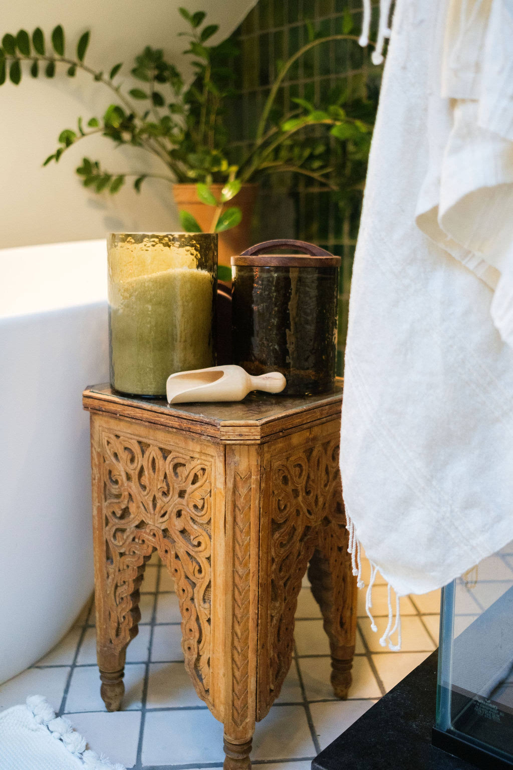 Handblown Hammered Glass Canisters: Blue / Small