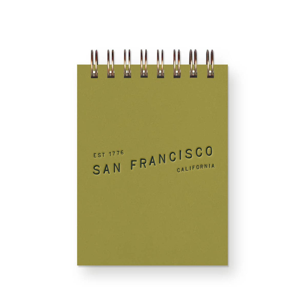 Custom City Wave Mini Jotter Notebook: Chartreuse Cover : Deep Blue Ink