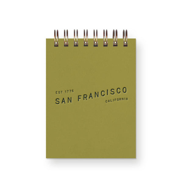 Custom City Wave Mini Jotter Notebook: Chartreuse Cover : Deep Blue Ink