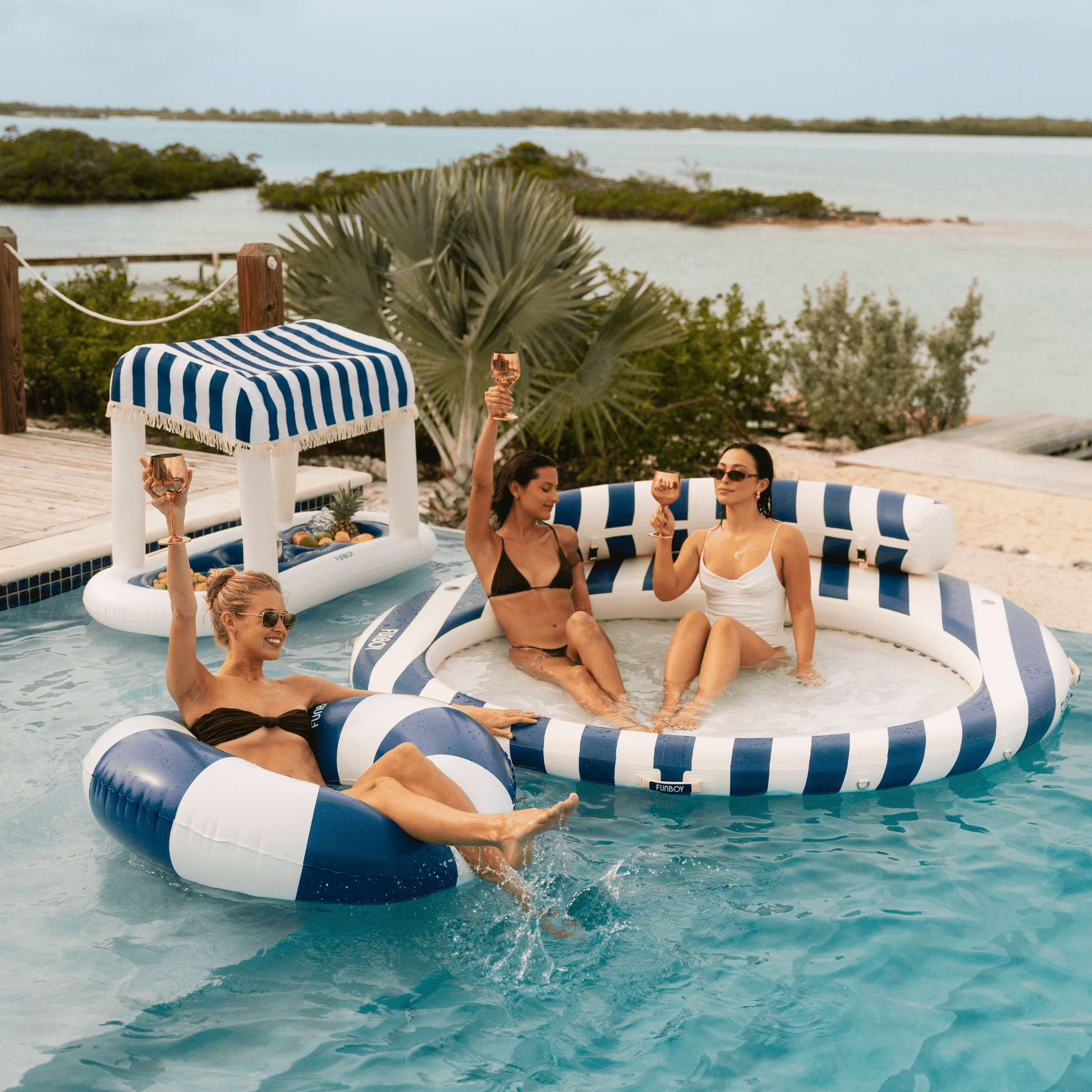 Navy Vintage Stripe Tube Float