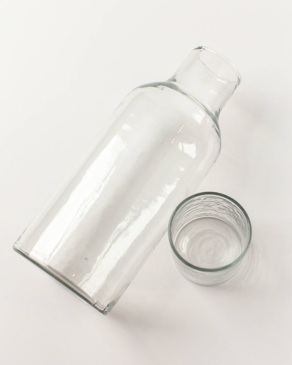 Handblown Hammered Glass Carafe: Clear