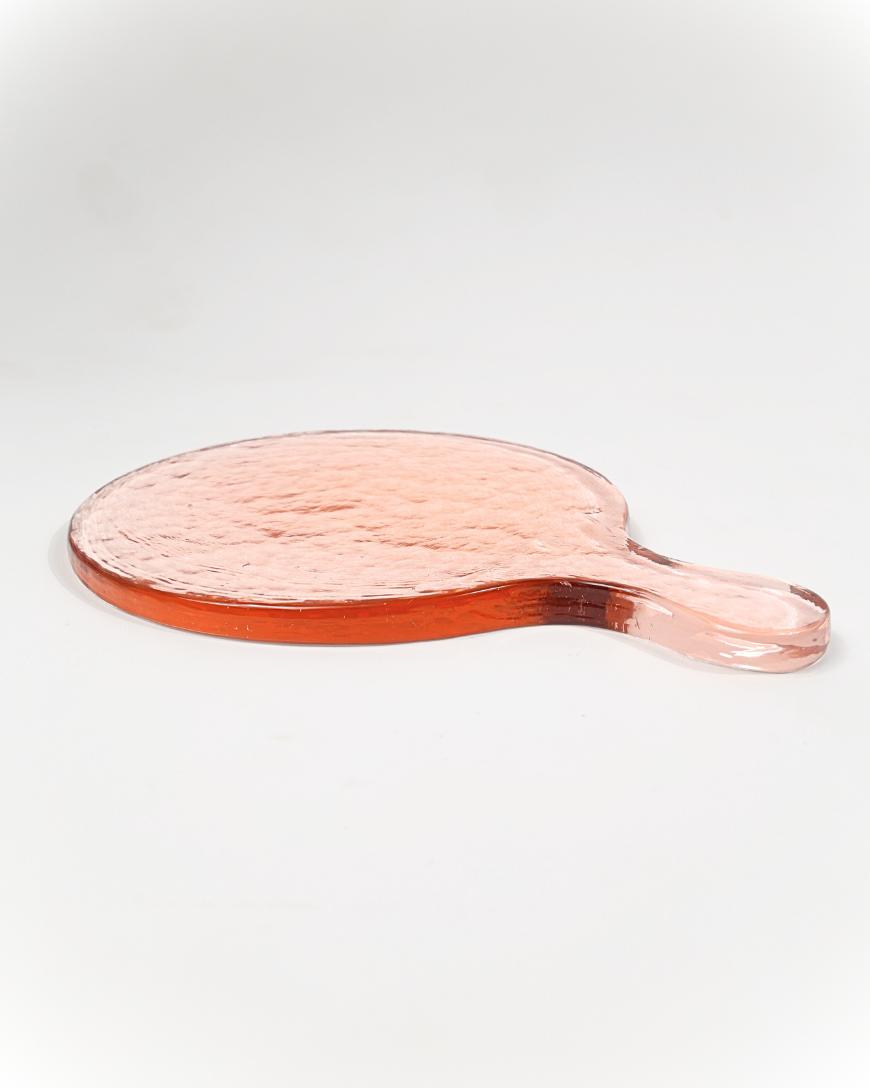 Hammered Glass Round Serving Board: Green