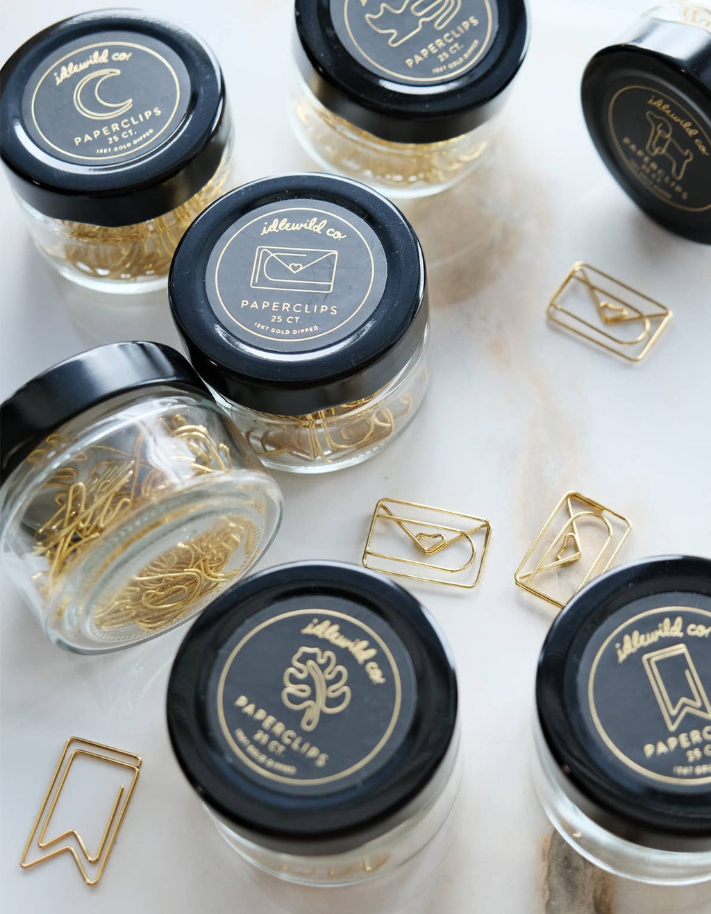 Gold Plated Paper Clips (Jar of 25) | Monstera