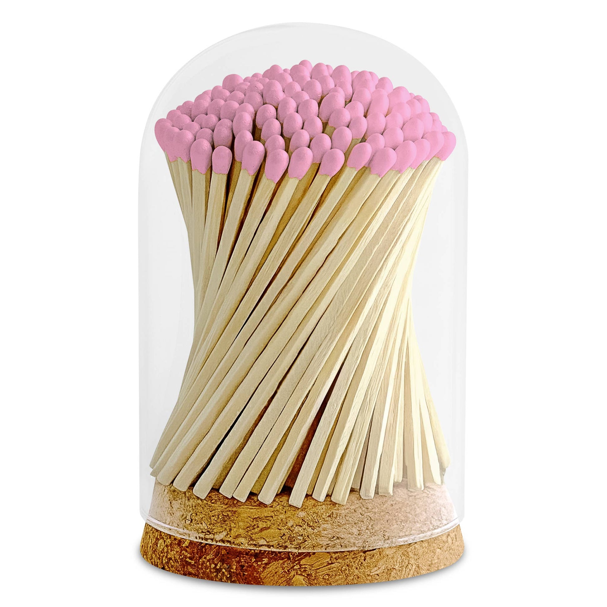 4" Matches in Premium Glass Cloche - Color of Your Choice: Hot Pink
