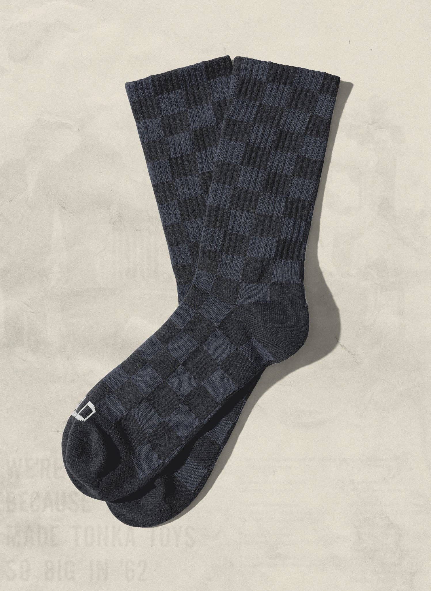 Tonal Checkerboard Crew Socks: Black