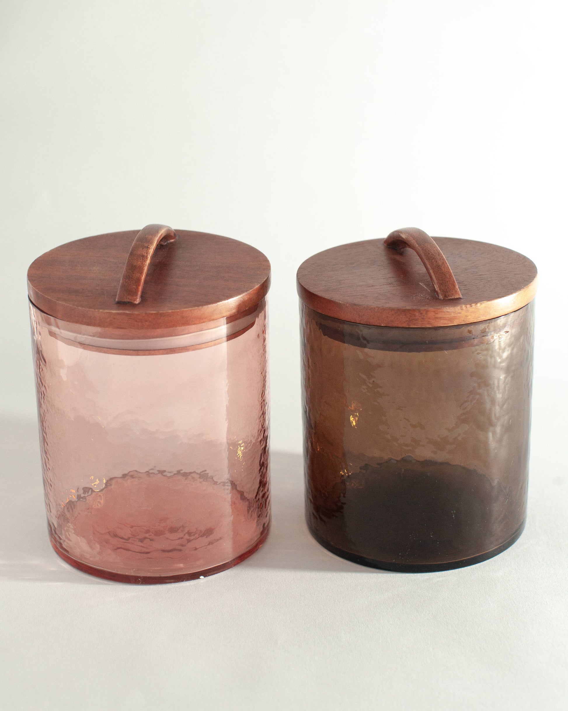 Handblown Hammered Glass Canisters: Blue / Small