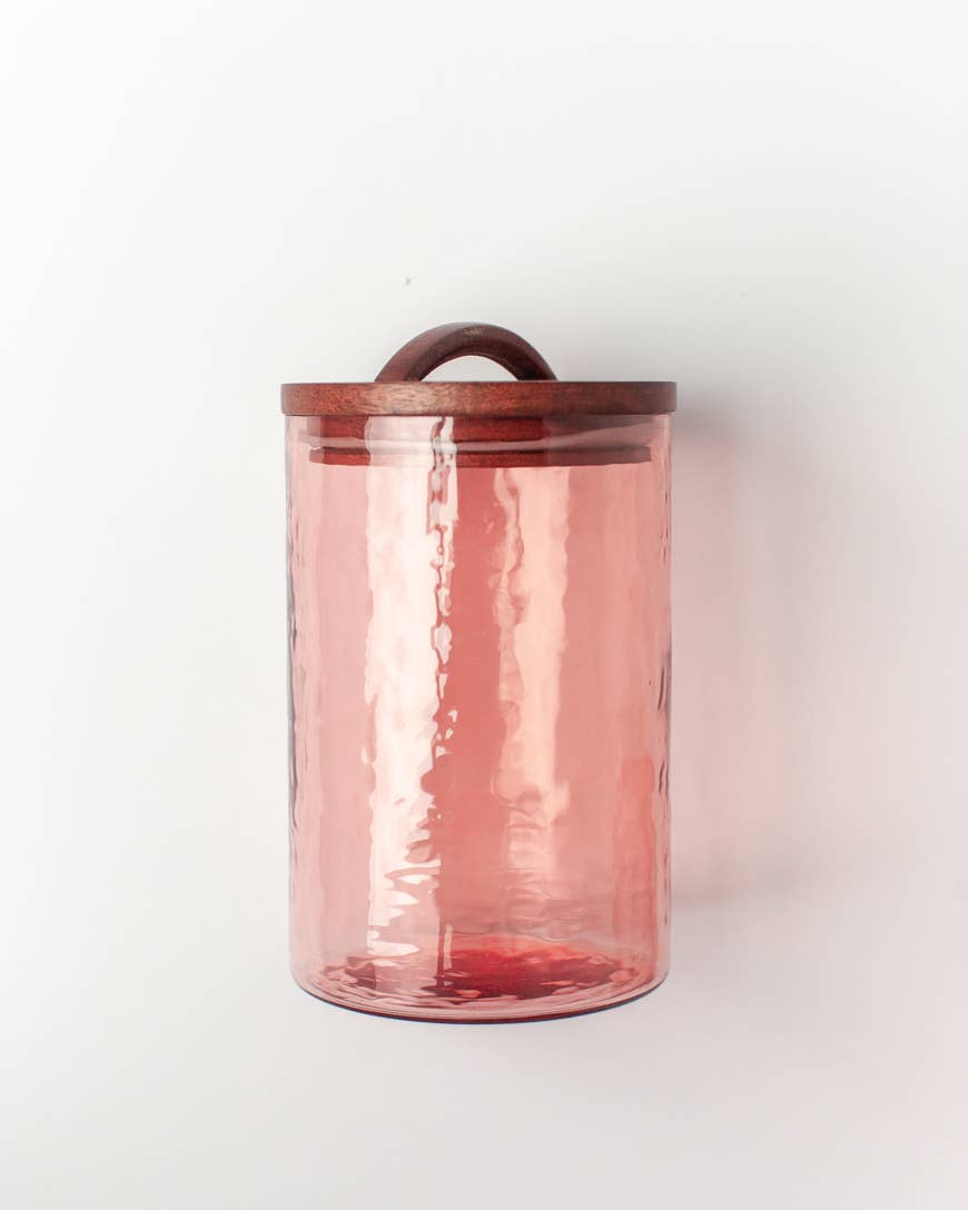 Handblown Hammered Glass Canisters: Blue / Small