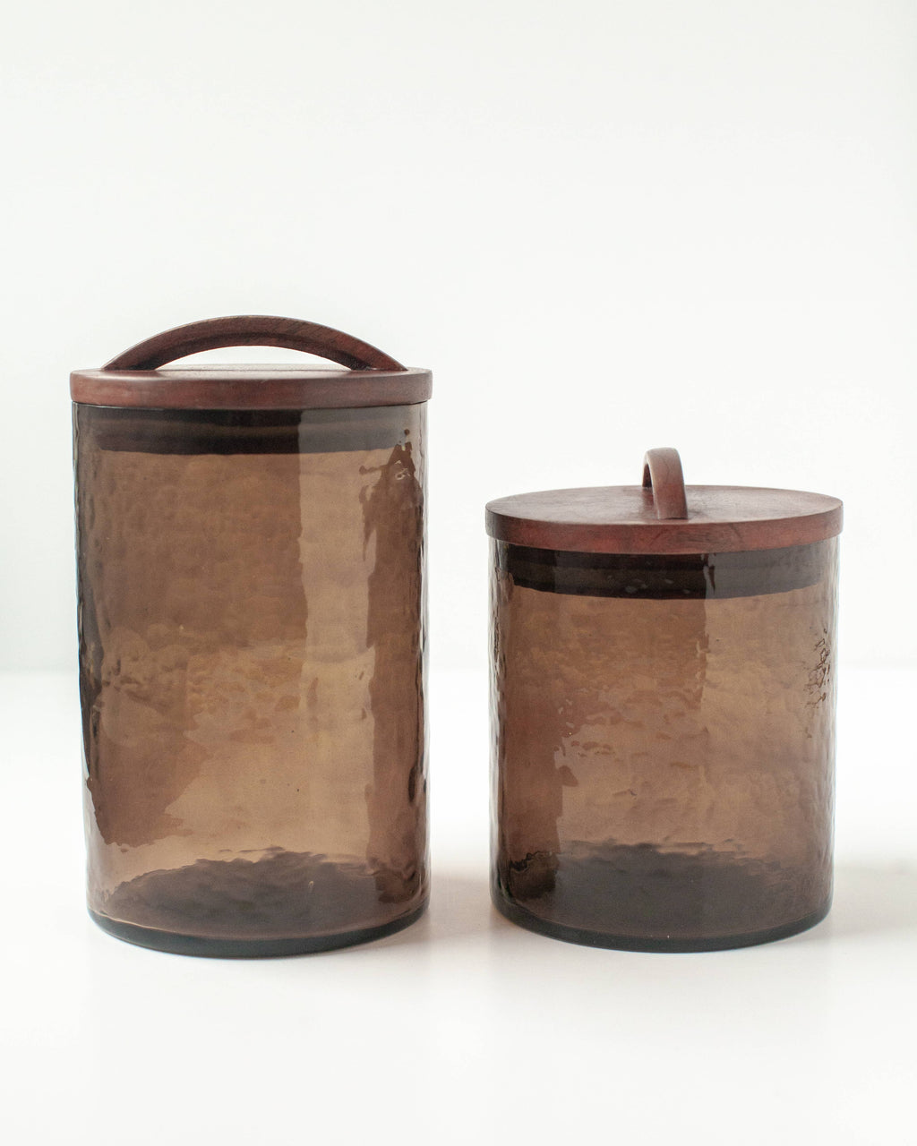 Handblown Hammered Glass Canisters: Blue / Small