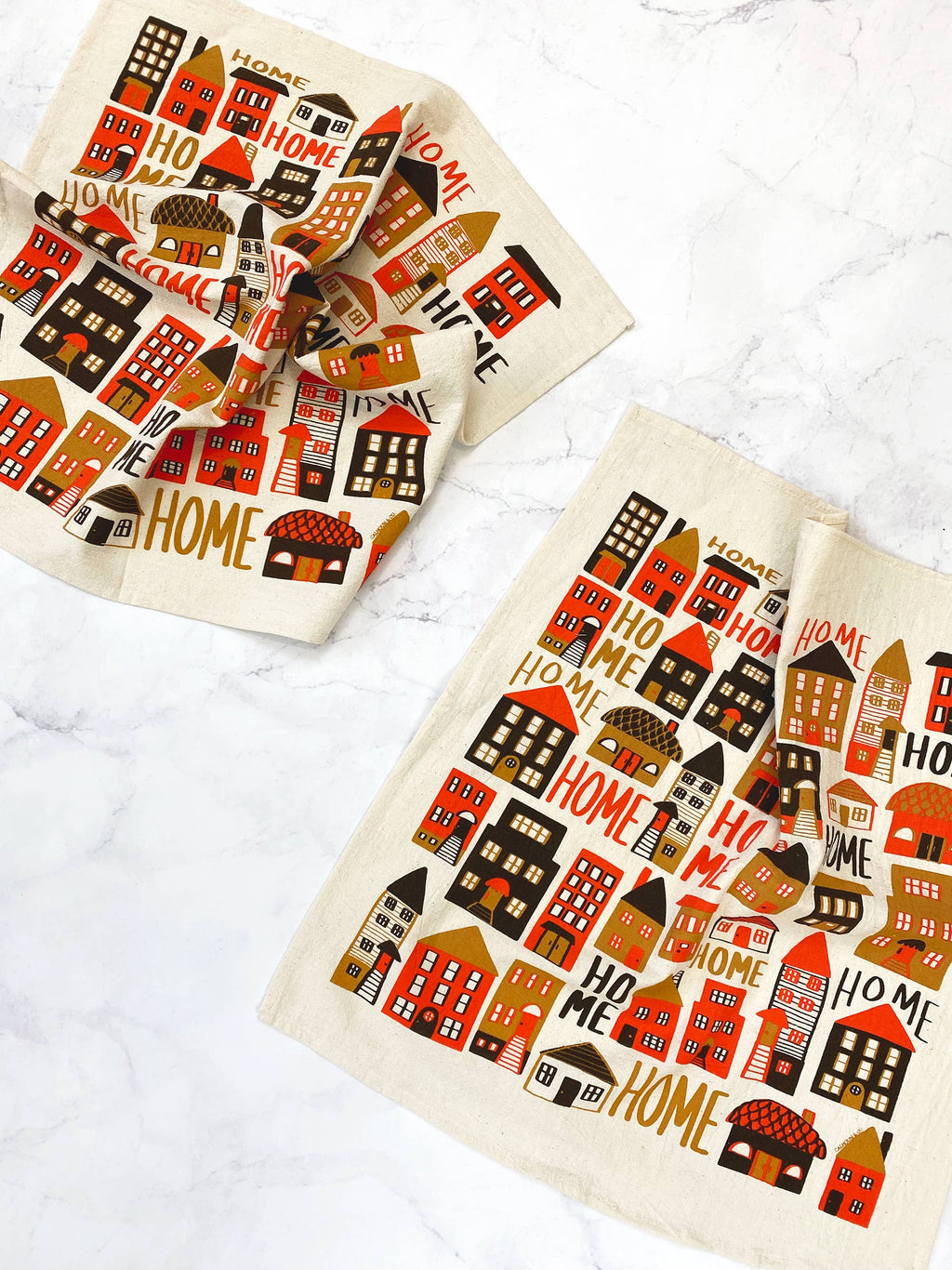Neighborhood Tea Towel: Historical Block - Red