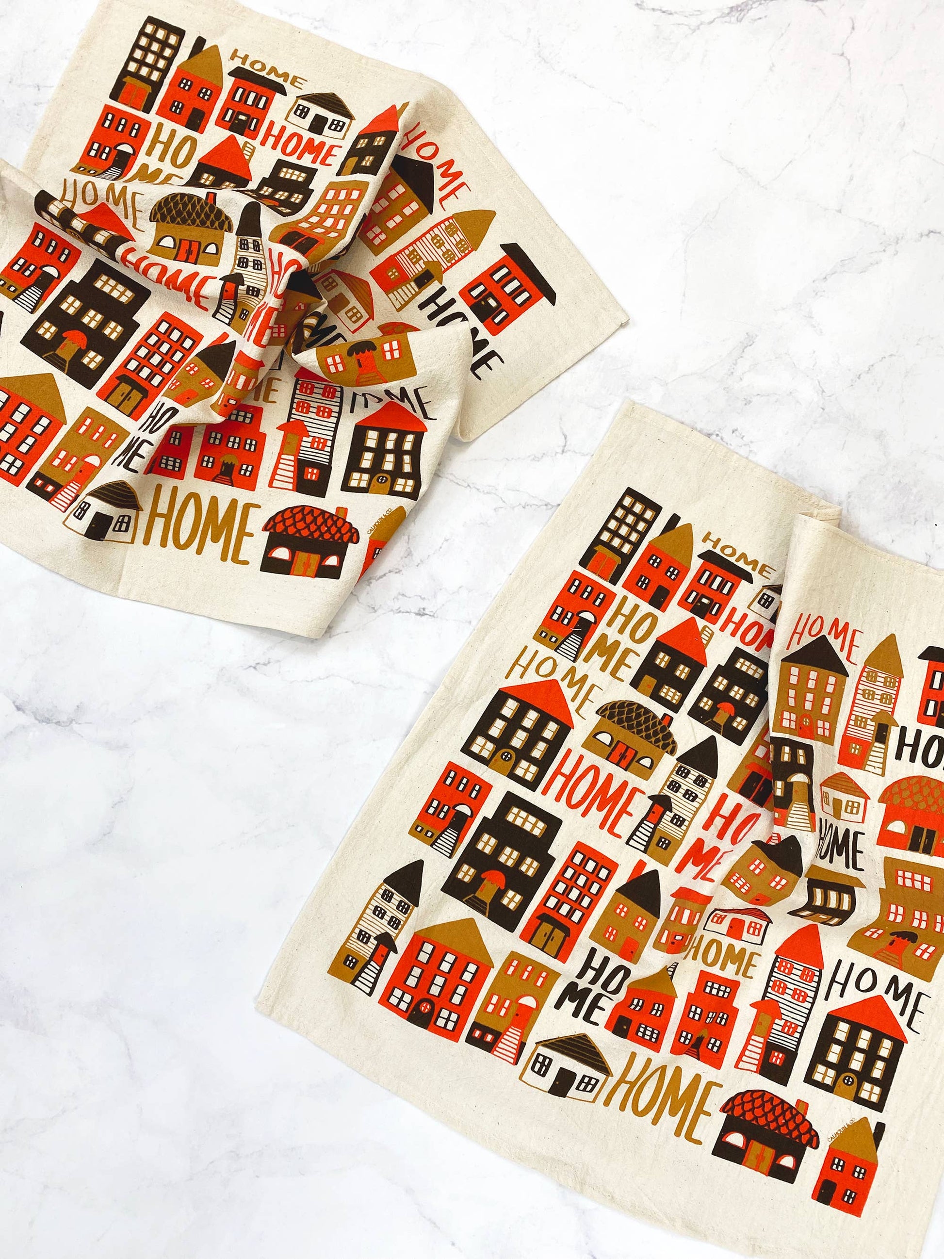 Neighborhood Tea Towel: Historical Block - Red