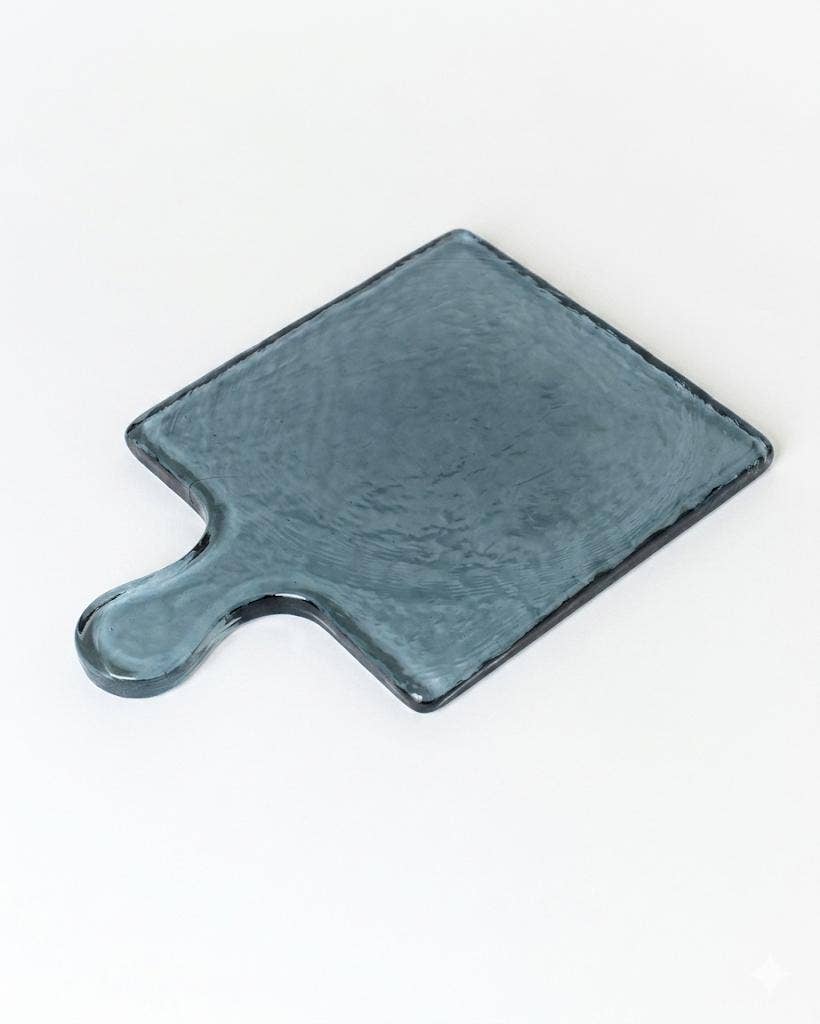 Handblown Hammered Glass Serving Board: Amber