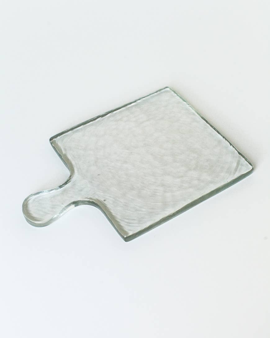 Handblown Hammered Glass Serving Board: Smoke