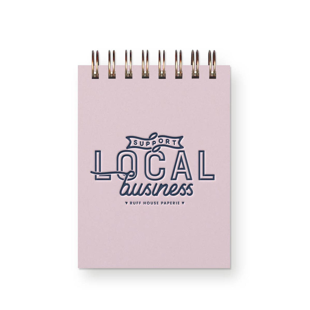 Custom Support Local Business Mini Jotter Notebook: Sunset Pink Cover