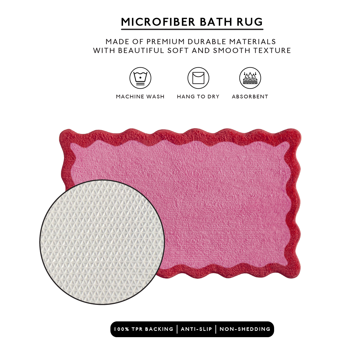 Nereida Bath Mat (Hot Pink): 20x32 inch