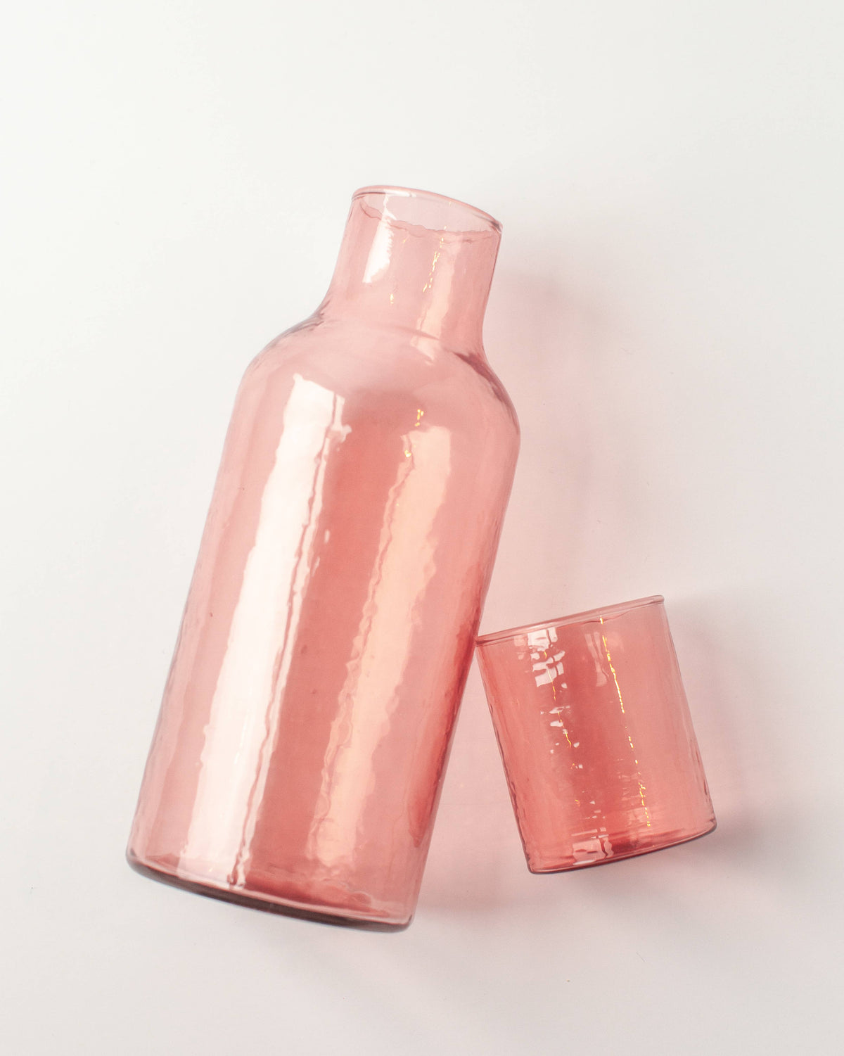 Handblown Hammered Glass Carafe: Clear